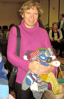 woman with woolen socks